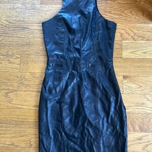 Michelle Mason Leather Tank Dress Black 0